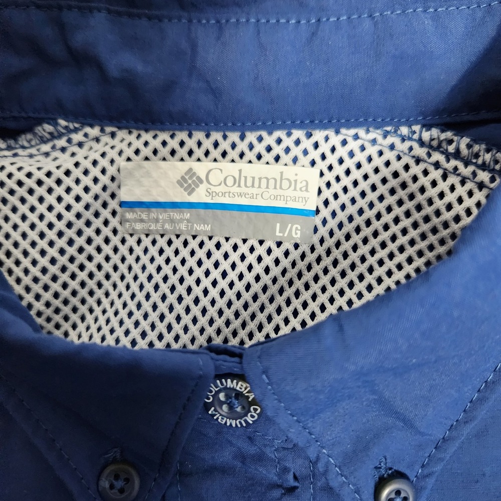 Columbia PFG Performance Fishing Gear Men L Blue Mesh Lined‎ Vented Outdoor Hike - Picture 3 of 8